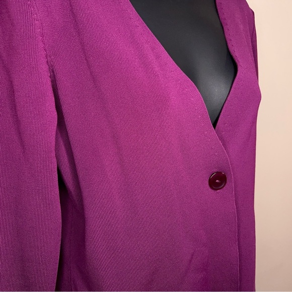 Vintage 90s George Small Purple Knit Cardigan Sweater  3/4 Sleeve  Stretch Retro - Picture 7 of 12